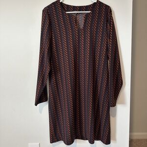 La Fee Maraboutee Long Sleeve Shirt Dress Multicolor Pattern France Womens Sz 44